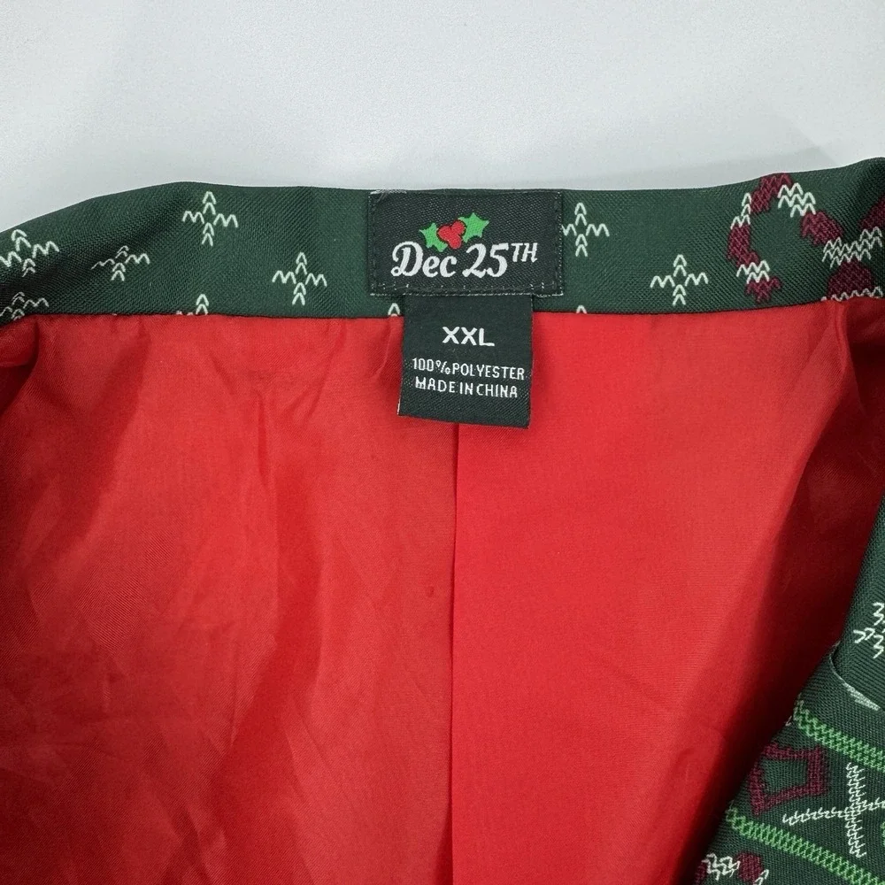 Ugly Christmas Blazer Men's XXL Green Holiday Suit Jacket Ho Ho Candy Cane Retro